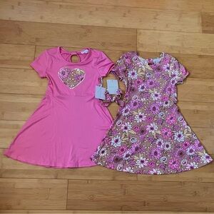 NWT Girls Size 5 Pink & Flower Print 2 Pack Dresses
